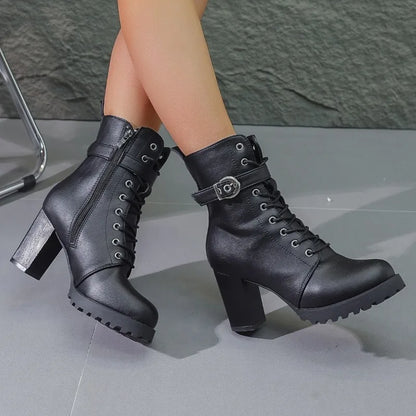 Claudia | Women's Lace-Up Ankle Boots with Schnallendetail