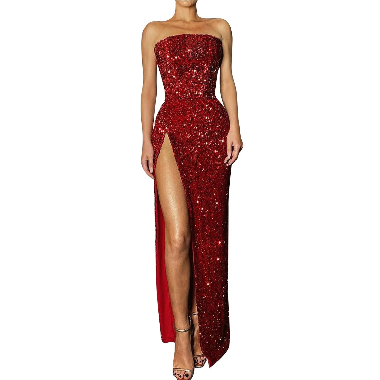 Women Sparkling Sequin Backless Sexy Formal Cocktail Evening Party Dress Maxi Dress Milanni Fashion   