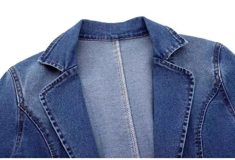 Denim Coat Turn Down Collar Jeans Full Sleeve Jackets Casual Fit Elegant Splice Open Stitch Autumn Coat Milanni Fashion