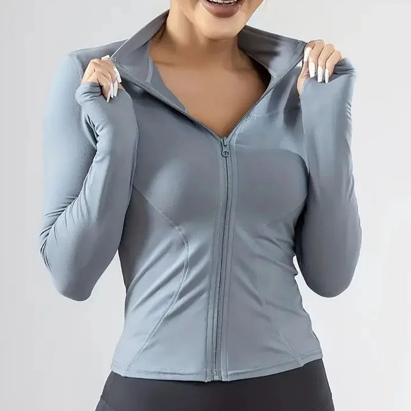 Lightweight Zip-Up Running Jacket Quick-Drying Long Sleeve Yoga Top for Fall Winter Outdoor Activities Milanni Fashion