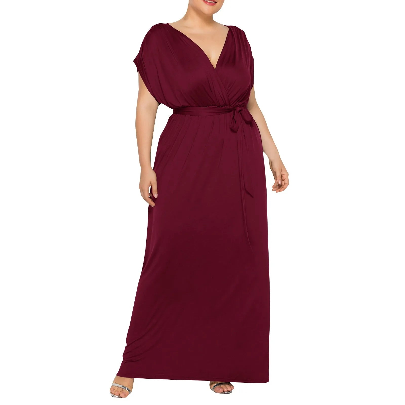 Plus Size Dress For Women Short Sleeve V Neck Sexy Dress Maxi Dress Milanni Fashion   