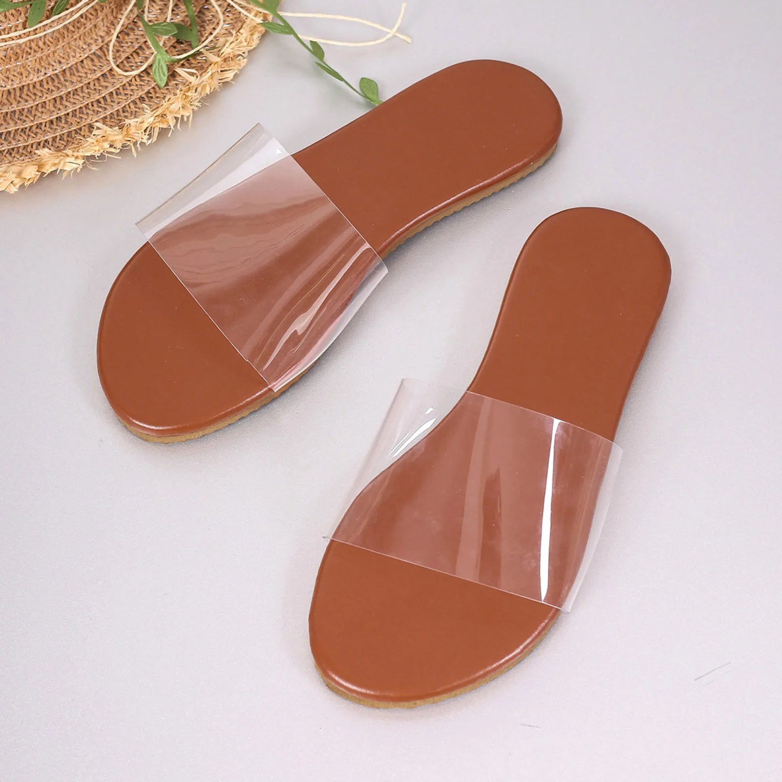 Women Summer Slip On Casual Open Toe Transparent Flat Soft Fuzzy Slippers  Milanni Fashion   