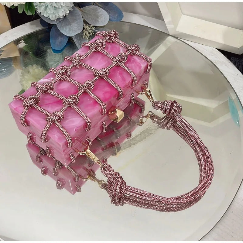 Luxury High-Quality Diamond Clutch Acrylic Armpit Square Bag Elegant Stylish Evening Handbag Milanni Fashion