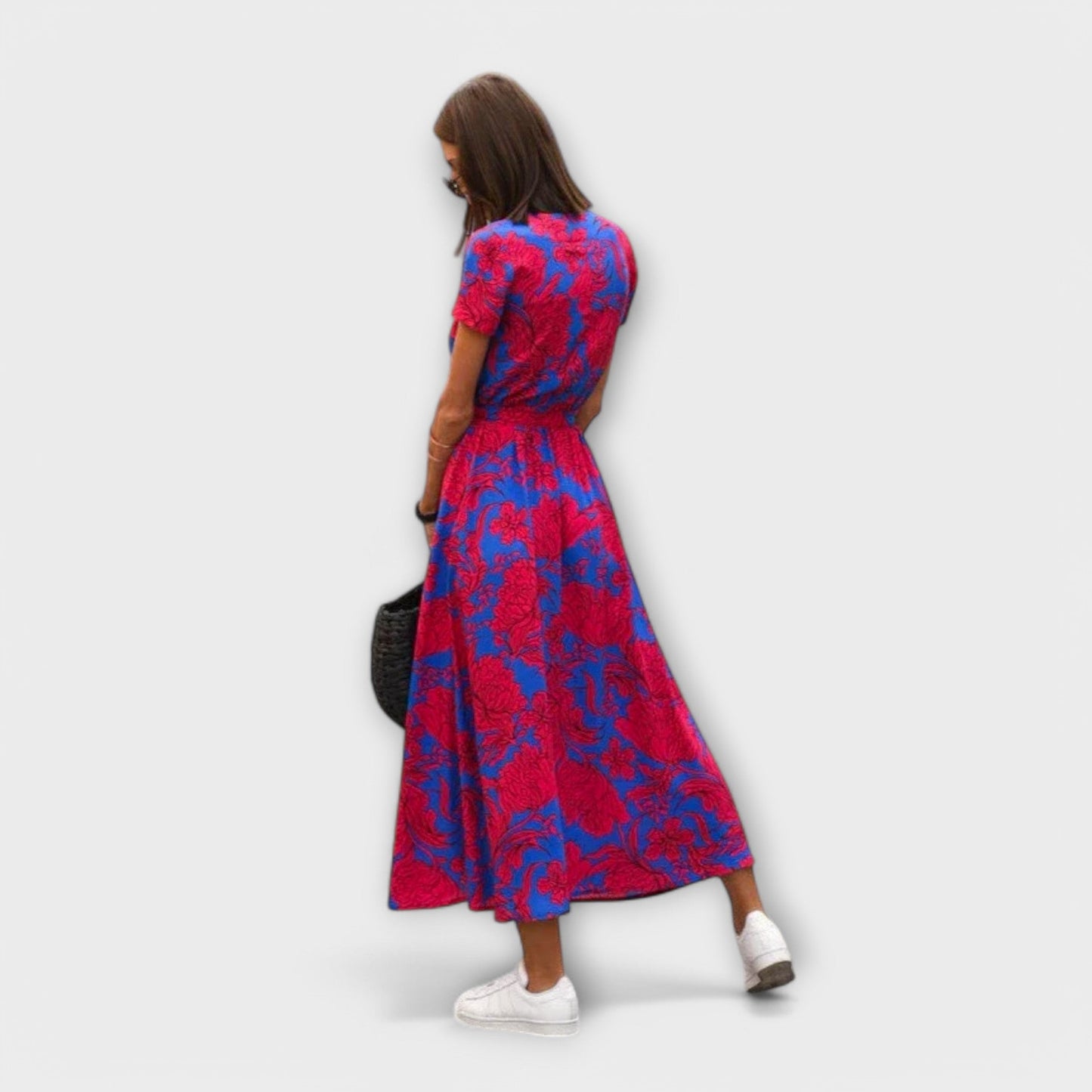 Renate | Women's Casual Long Dress with V-Neck and Belt