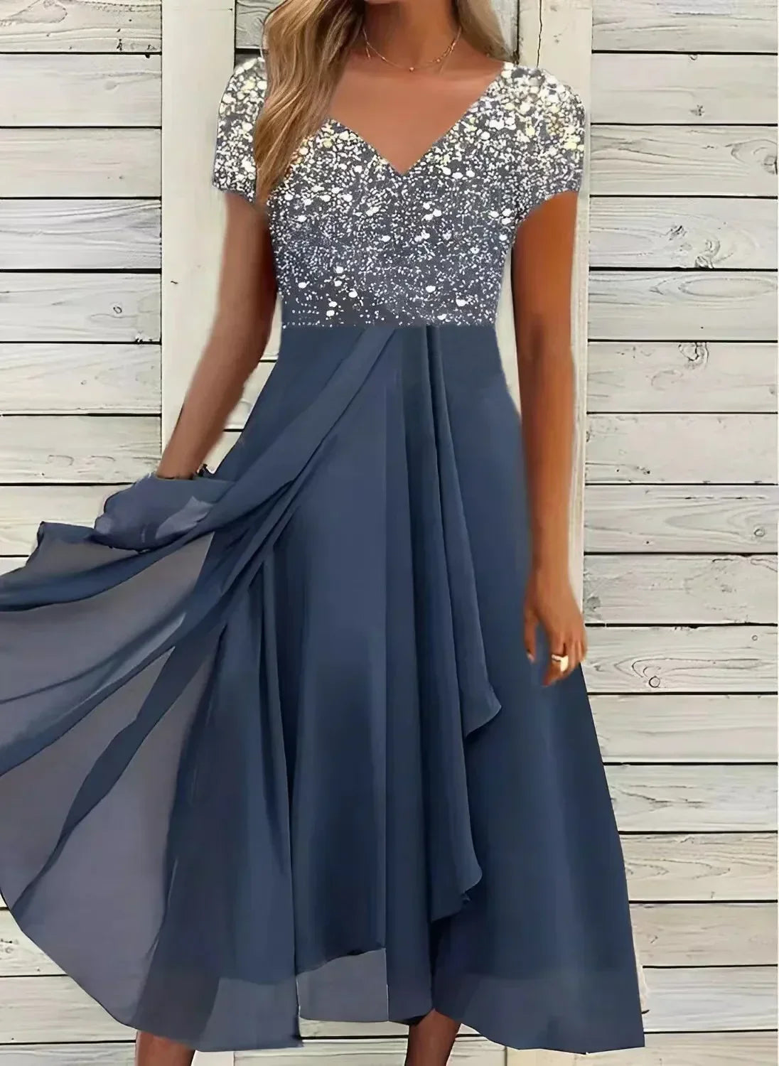 Yvonne | Women's Flowing Floral Dress with short Sleeves