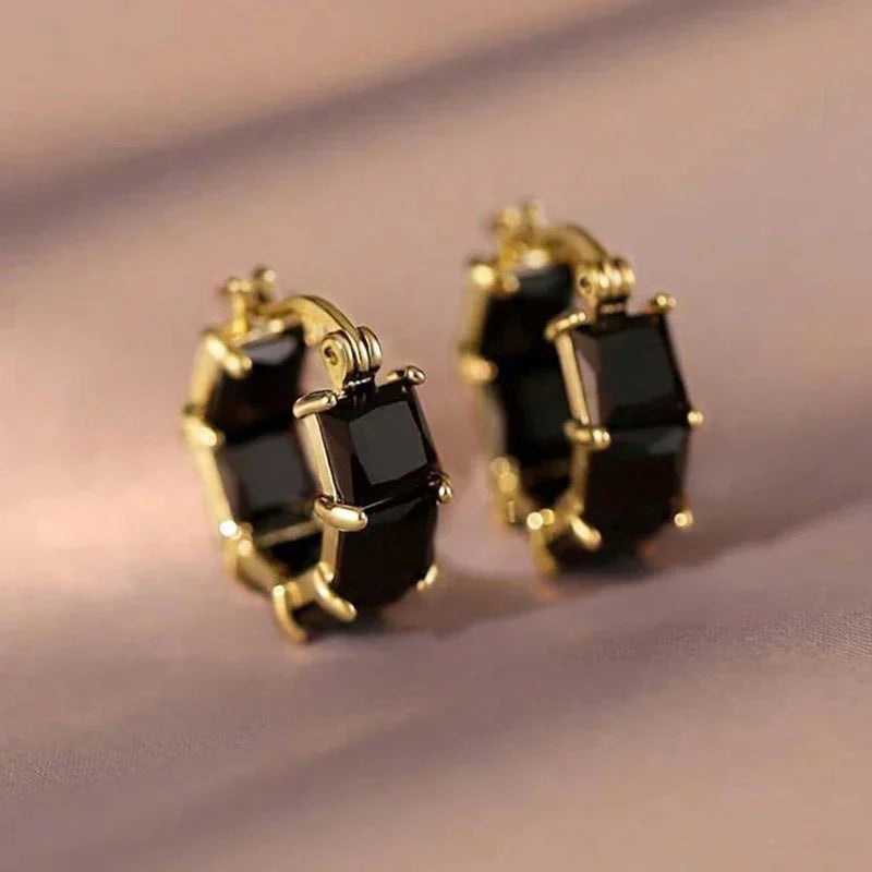 Square CZ Hoop Earrings for Women Luxury Accessories Elegant Party Temperament Earrings Milanni Fashion