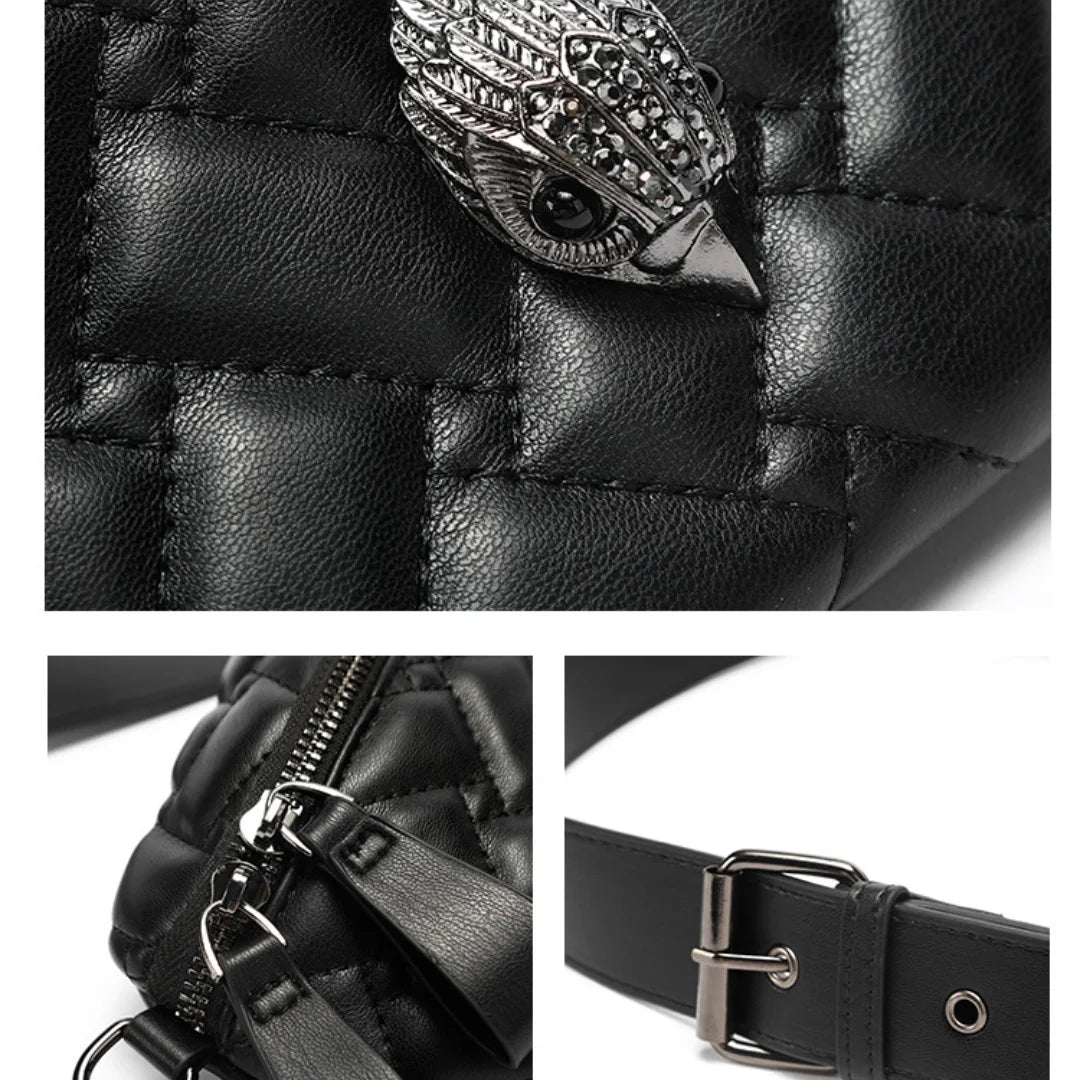 Fashion Eagle Head Soft PU Leather Diamond Lattice Crossbody Bag Stylish and Elegant for Everyday Use Milanni Fashion