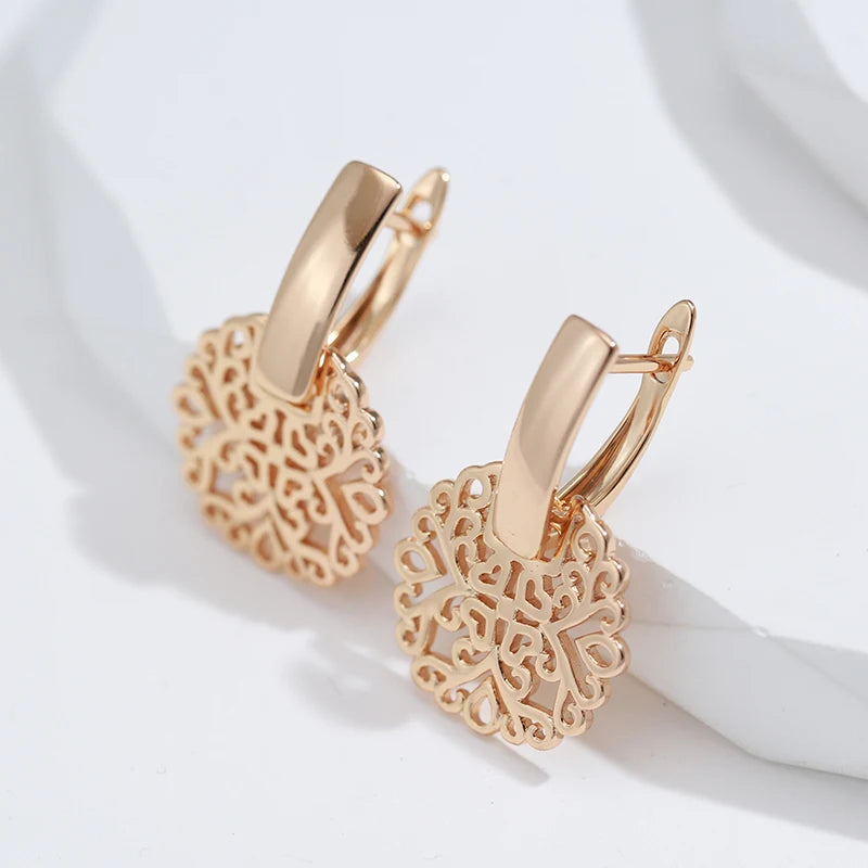 Luxury Glossy Geometric Texture Gold Earrings Vintage Dangle Earrings for Elegant Style Milanni Fashion