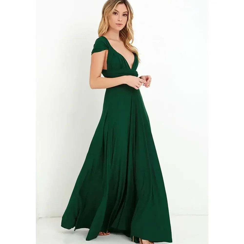 Fashion Multi-worn V-neck Vestidos De Fiesta Women Long Dress Maxi Dress Milanni Fashion   