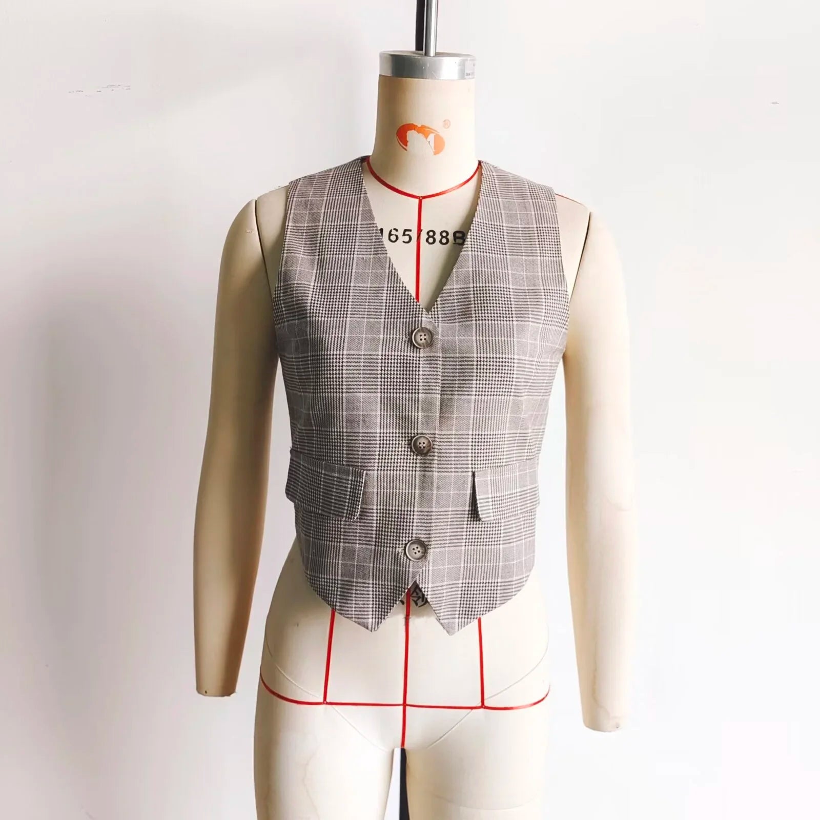 Sleeveless Vest for Women V-neck Single-breasted Summer Top Ladies Houndstooth Waistcoat Milanni Fashion