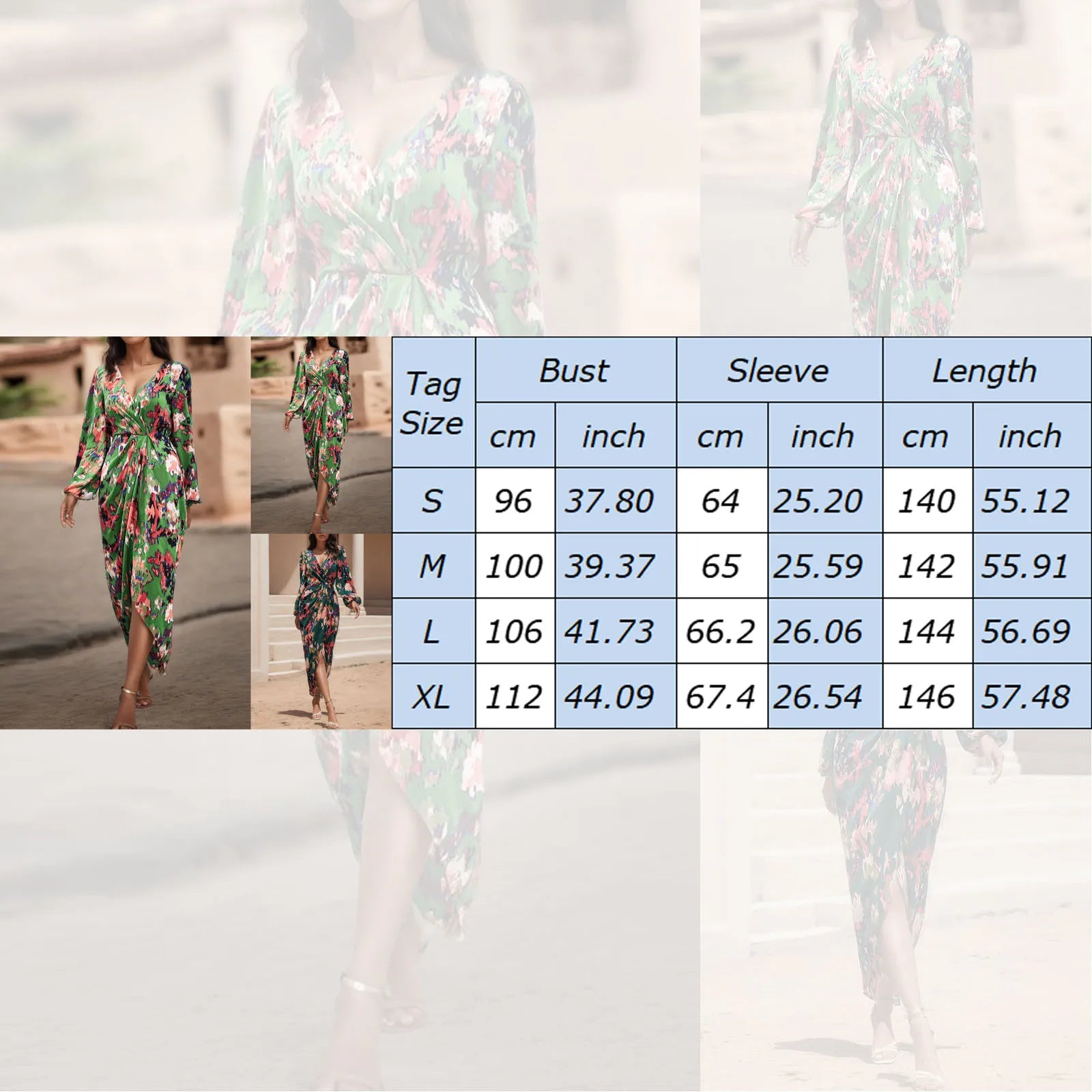 Womens Sexy Maxi Dress Seductive V Neck Boho Print Long Sleeve Vestidos French Vintage Irregular Pleat Swing Casual Fall Dress Maxi Dress Milanni Fashion   