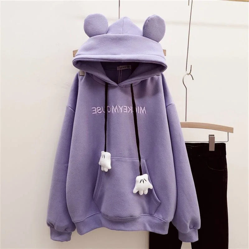 Oversized Synthetic Fiber Hoodie with Cute Ear Decorations Stylish and Comfortable Casual Outerwear Milanni Fashion