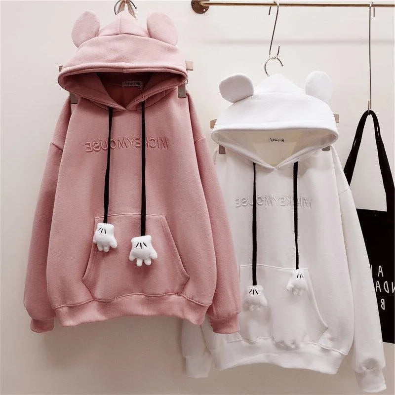 Oversized Synthetic Fiber Hoodie with Cute Ear Decorations Stylish and Comfortable Casual Outerwear Milanni Fashion