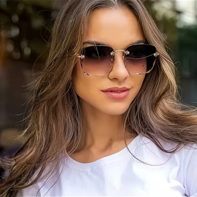 Frameless Fashion Gradient Lenses Women's Retro Classic Sunglasses 2024 New  Milanni Fashion   