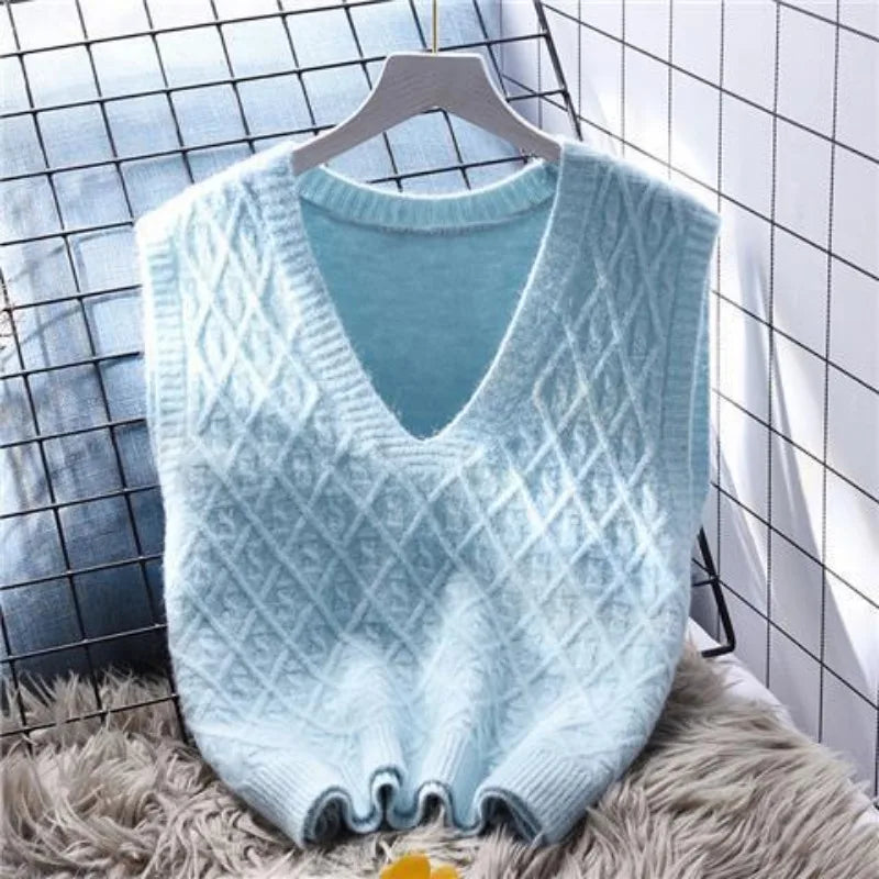 Waistcoat Cropped Pullover Sweater Short V-Neck Knit Vests for Women  Milanni Fashion   