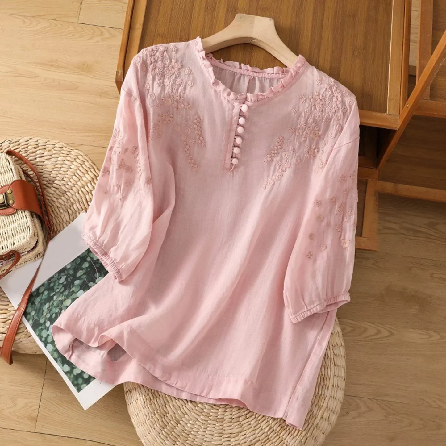 Margherita | Relaxed Embroidered Women's Elegant Blouse