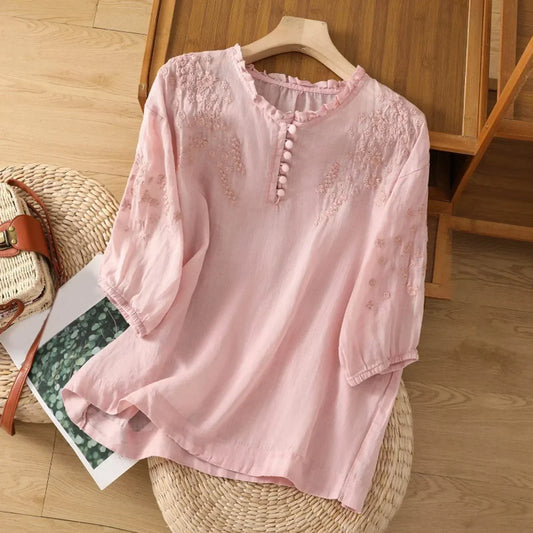 Aurore | Floral button-front blouse in feminine timeless design
