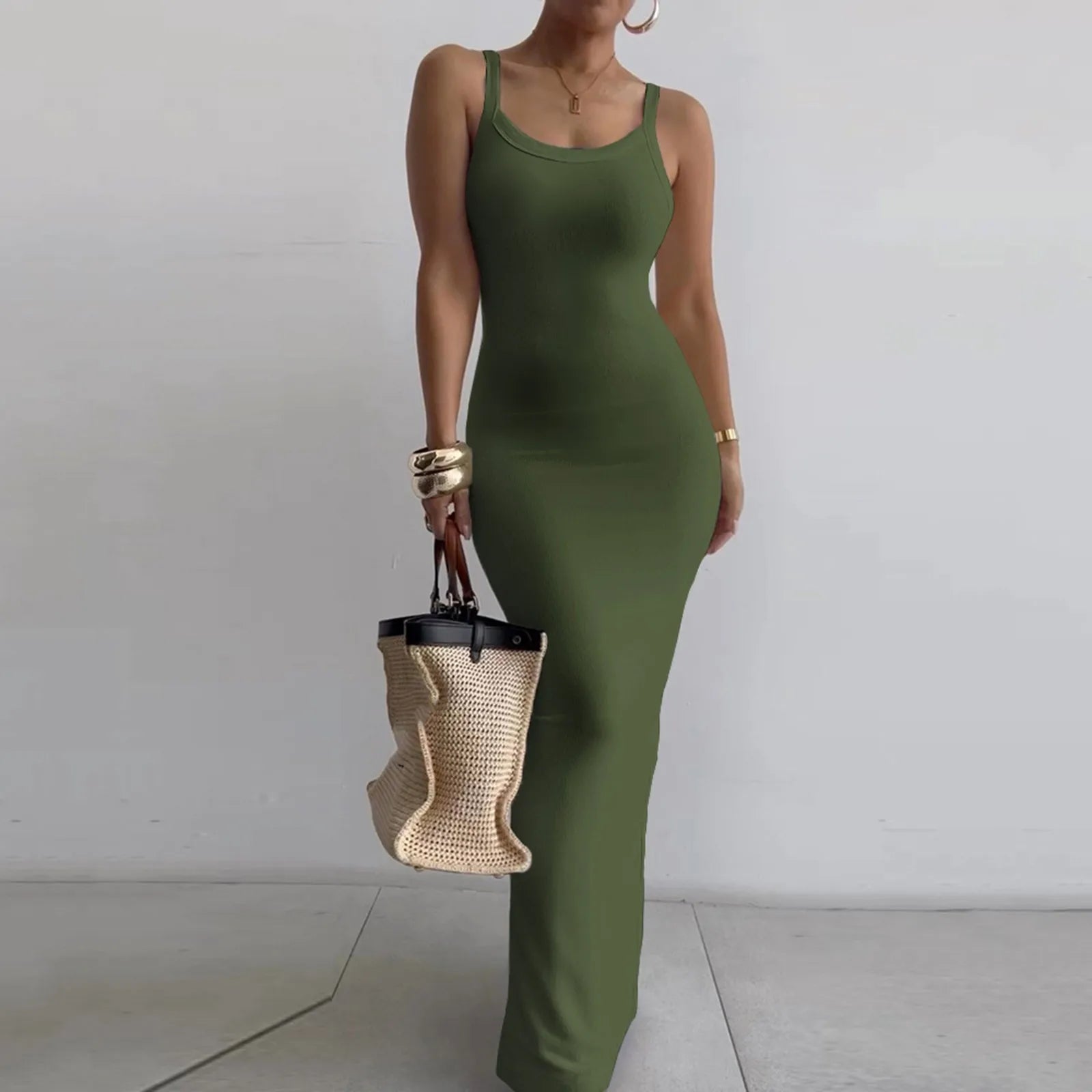 Women's Bodycon Maxi Dress Summer Sleeveless Long Dress For Beach Midi Dress Milanni Fashion AG S United States