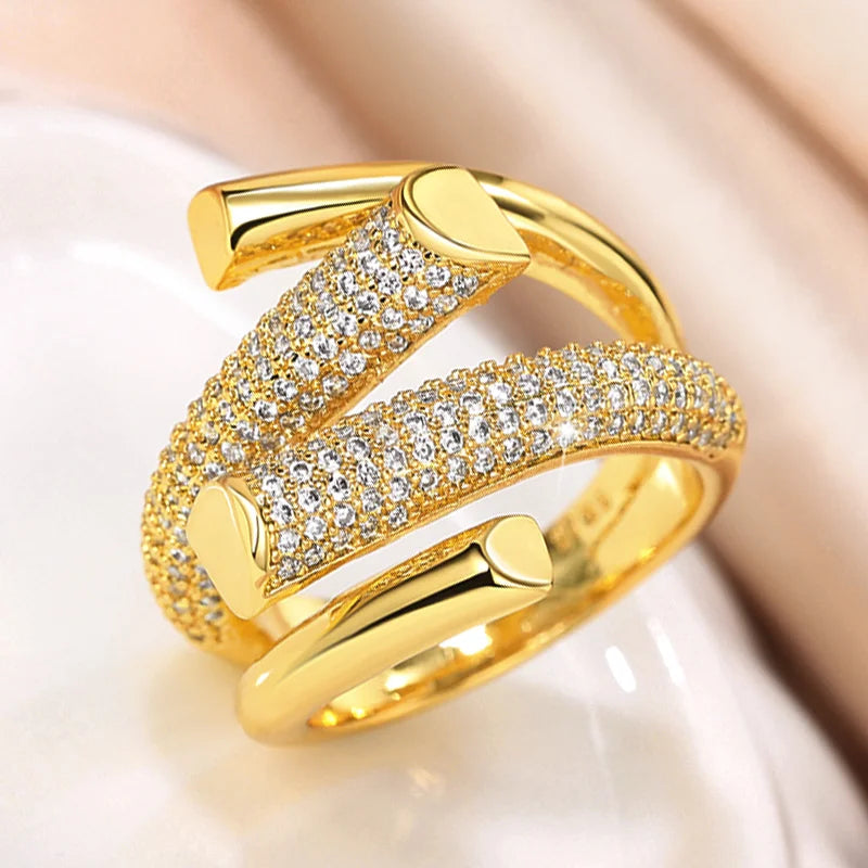 Modern Fashion Metal Ring for Women Irregular Shape Cubic Zircon Daily Wear Statement Jewelry Milanni Fashion