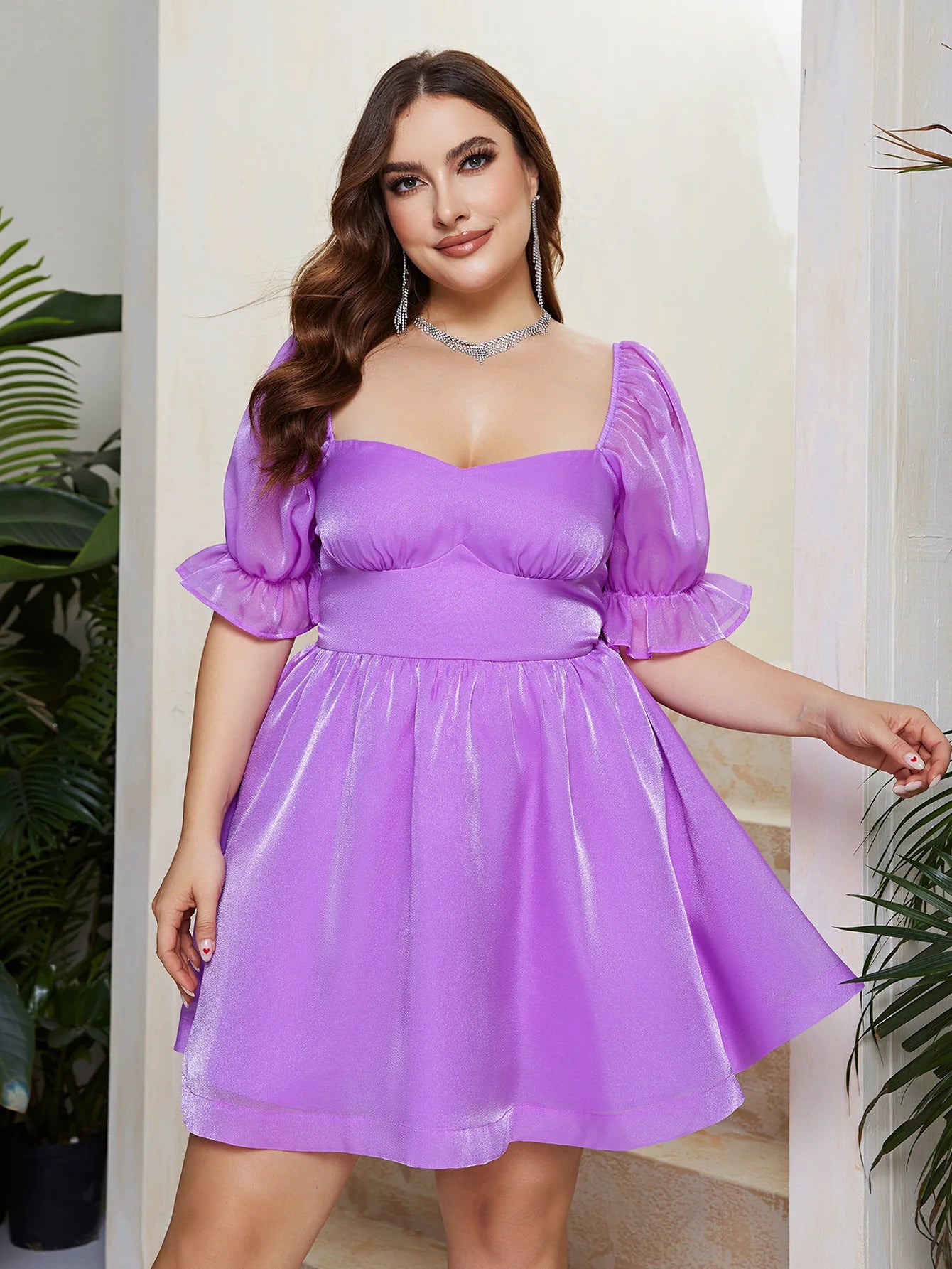 Short Sleeve Evening Party Dress for Plus Size Elegant Women Stylish Formal Wear for Special Occasions Milanni Fashion