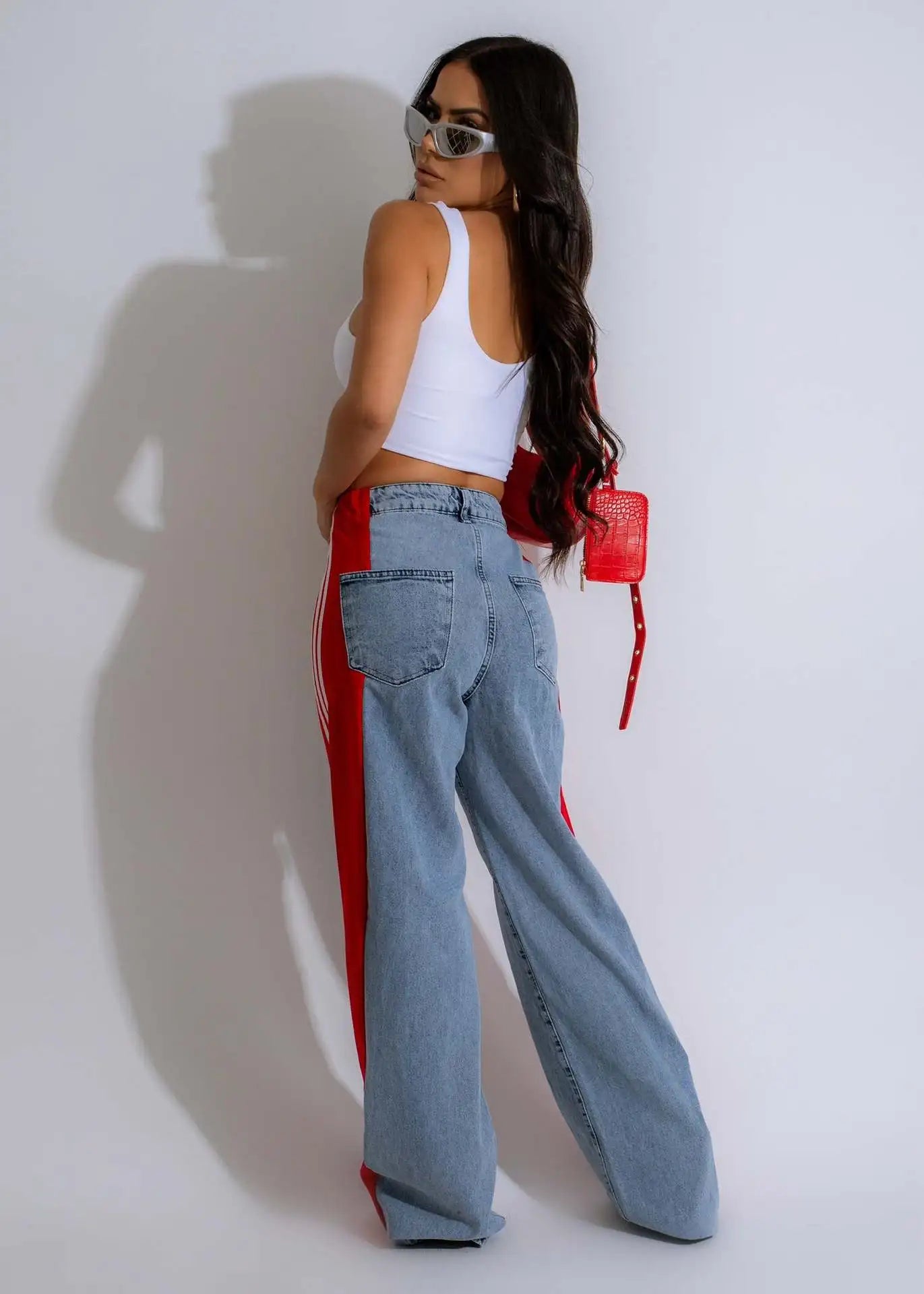 Women's Jeans Summer Patchwork High-Waist Loose Straight-Leg Casual Pants Stylish Comfortable Trousers Milanni Fashion