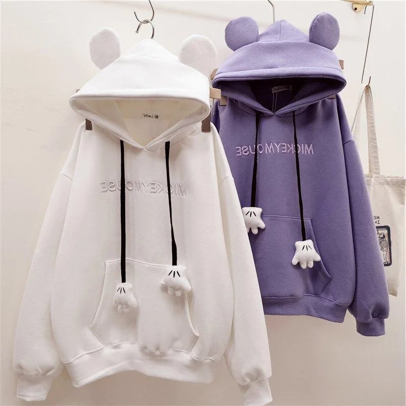 Oversized Synthetic Fiber Hoodie with Cute Ear Decorations Stylish and Comfortable Casual Outerwear Milanni Fashion