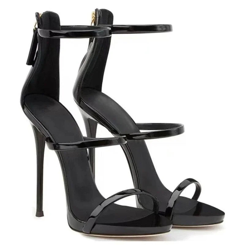 Luxury Sexy Stiletto Heels Sandals Fashion High-Quality Banquet Strap High Heels Pumps for Women Milanni Fashion Black 40