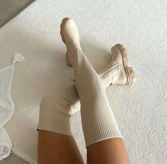 Annika | Women's Ribbed Boots with chunky Sole