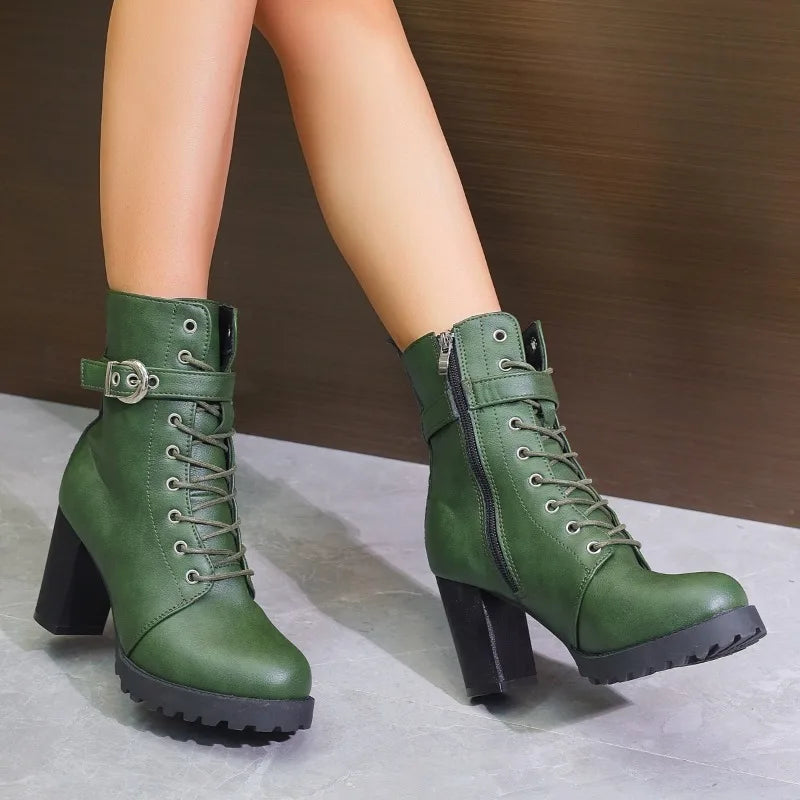 Claudia | Women's Lace-Up Ankle Boots with Schnallendetail