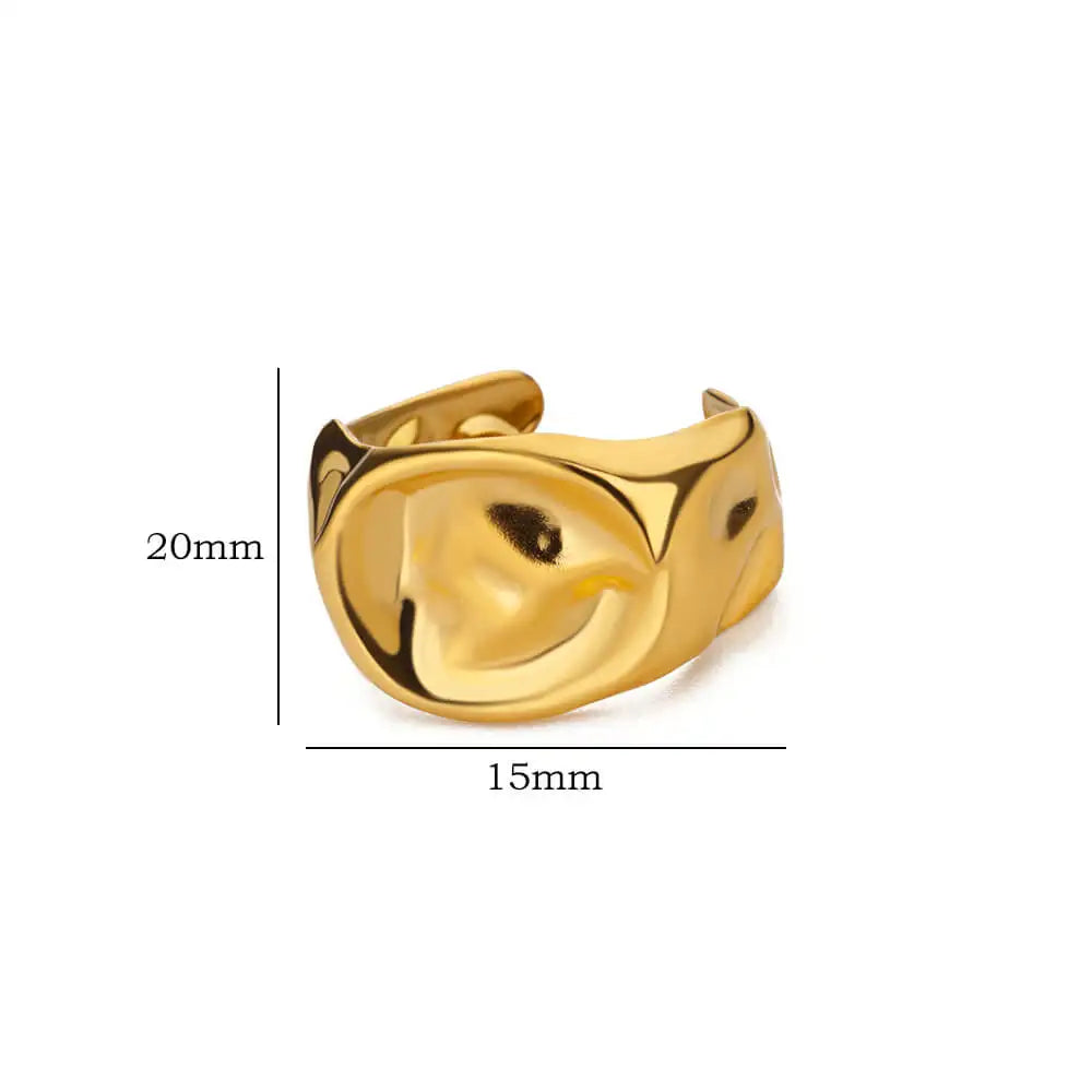 Gold Stainless Steel Irregular Geometric Ring for Women Fashion Simple Party Jewelry Gift Milanni Fashion