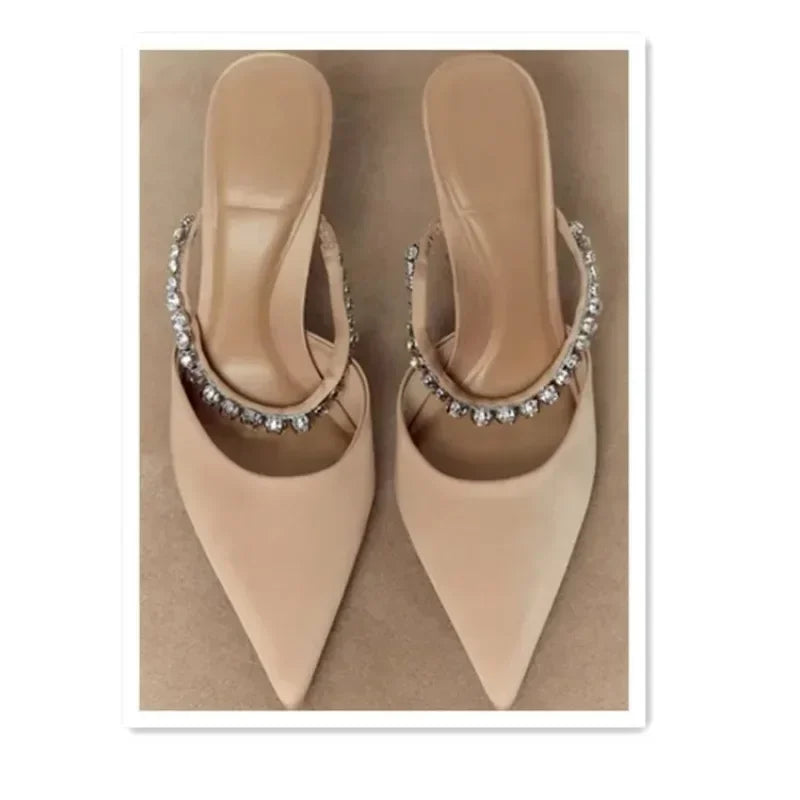 Rhinestone Heels Slingback High Heels Women Pumps  Milanni Fashion   