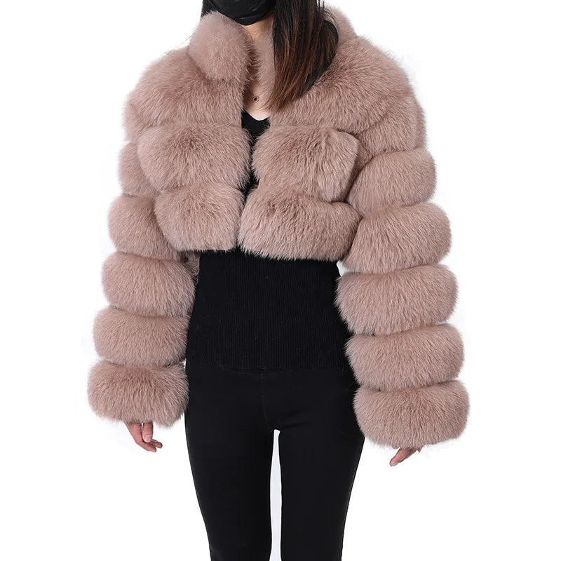 Trendy Real Fur Coat Natural Fox Fur Winter Short Jacket Coat For Women Outerwear  Milanni Fashion   