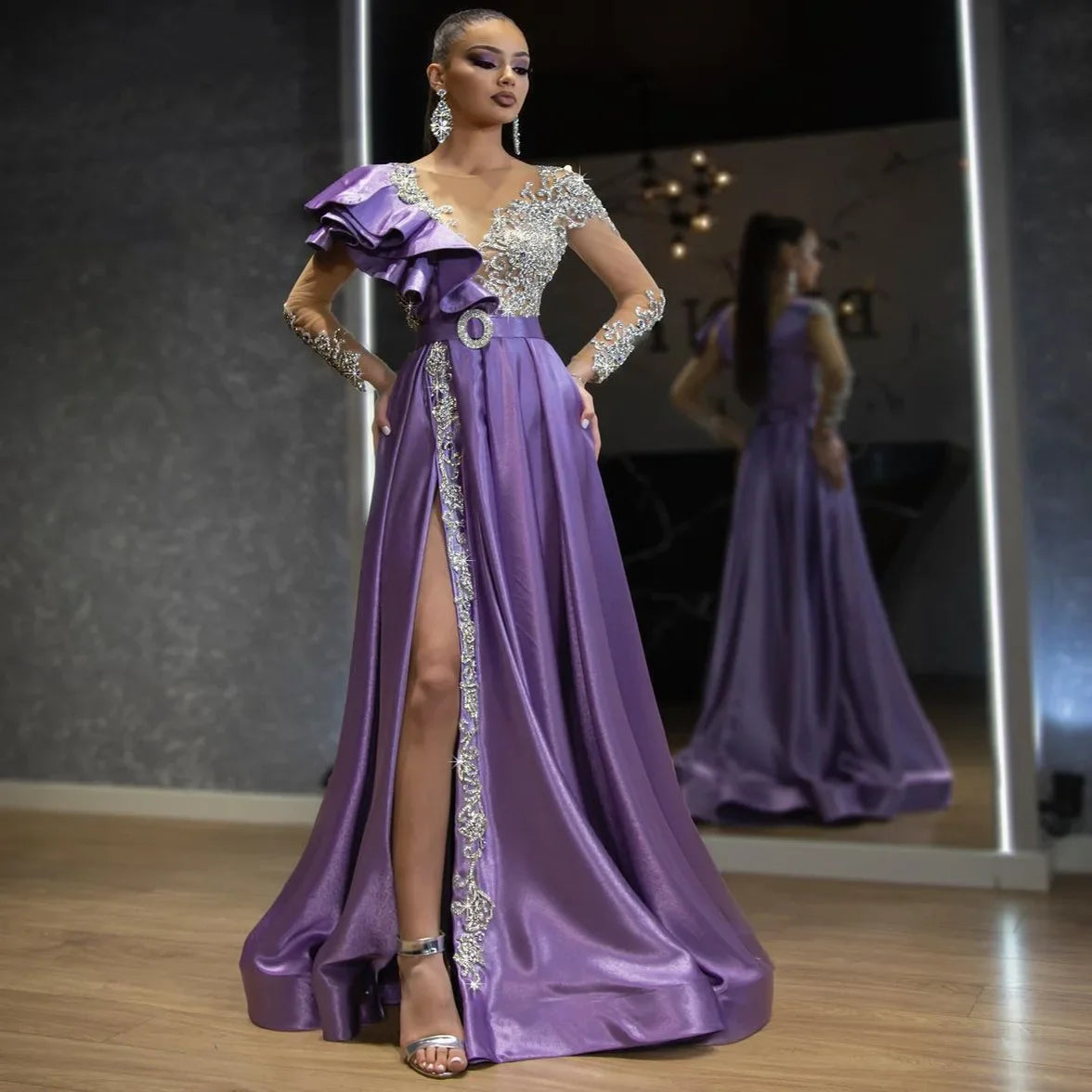 European American Cross-border Women's Sequin Glitter Dress 2024 Spring New Style Maxi Dress Milanni Fashion XXL PURPLE 