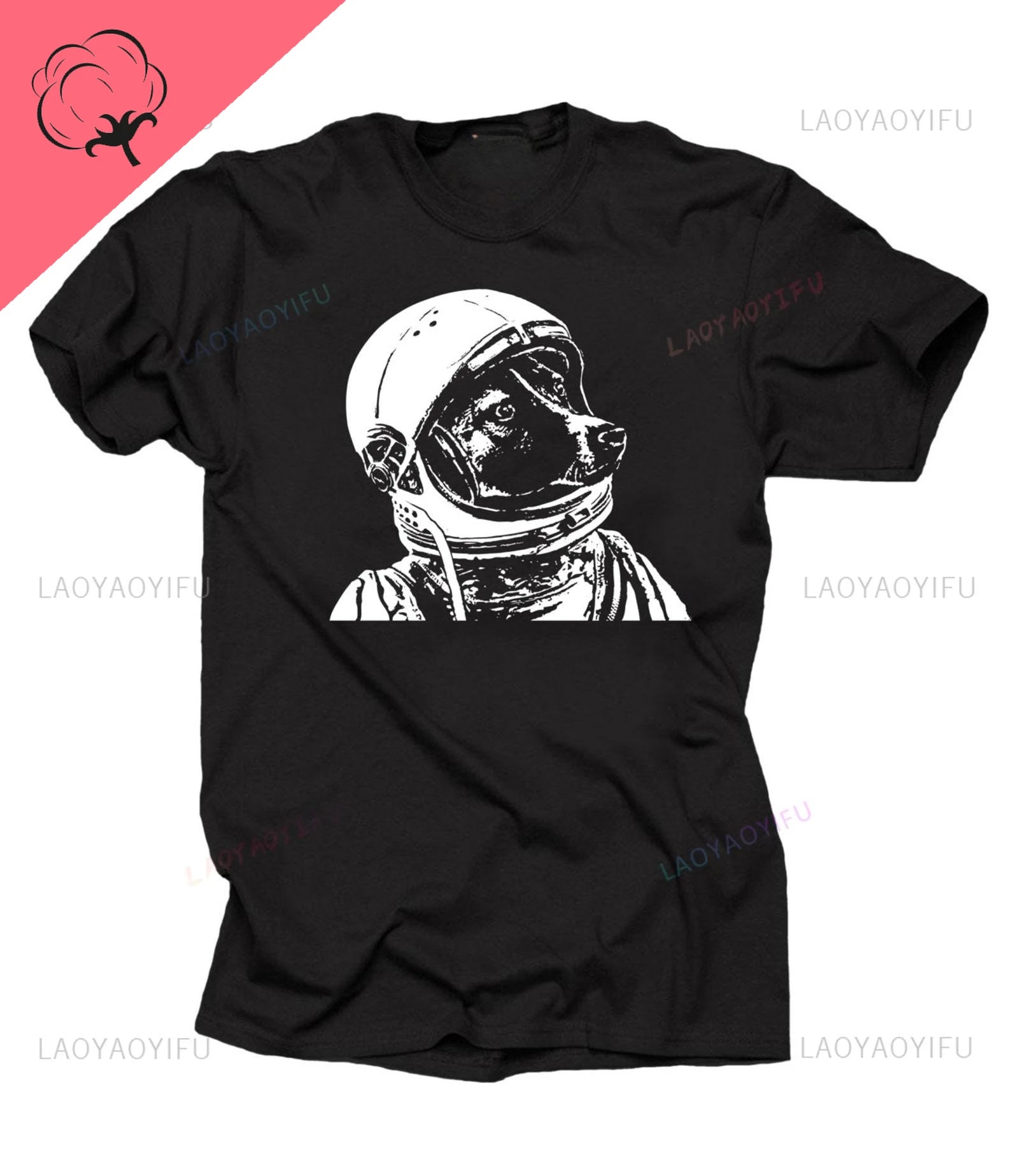 Astronaut Space Dog Vintage Graphic Printed T-Shirt for Women Cotton Y2K Streetwear Hipster Tee Milanni Fashion Black XS