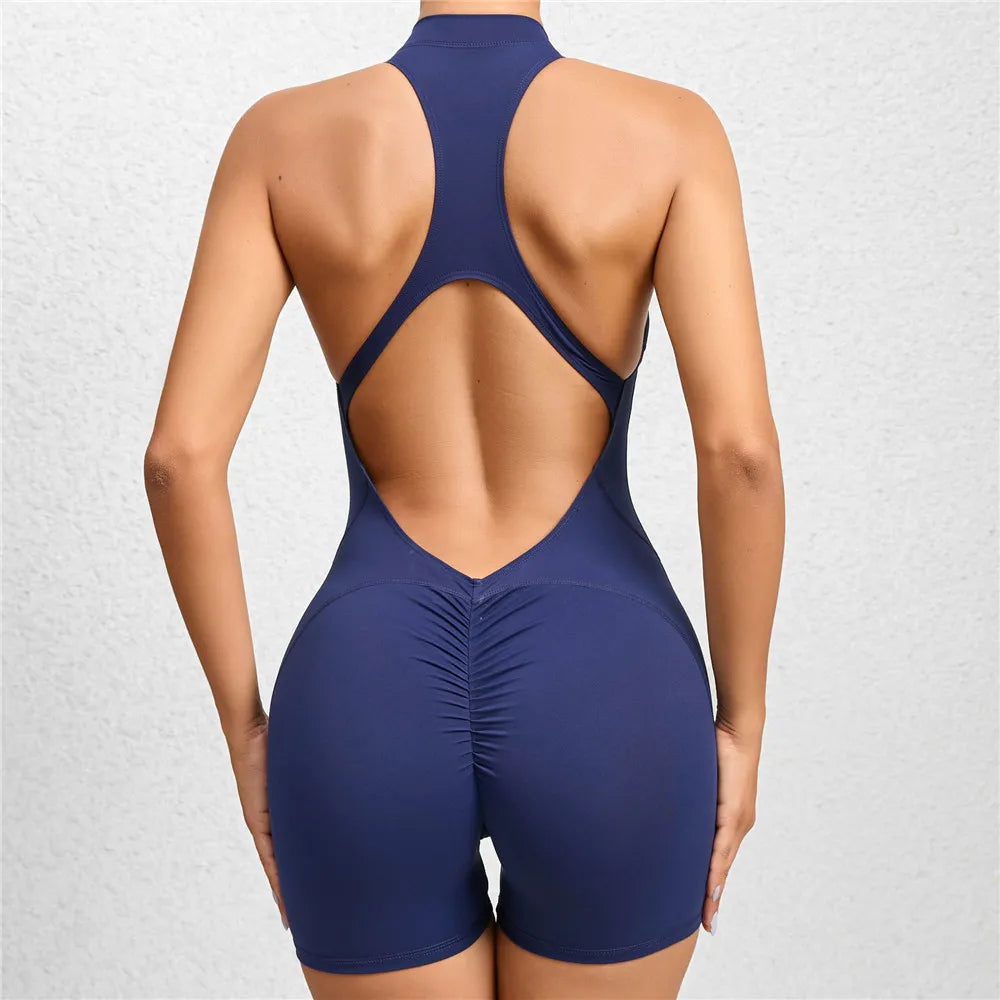 Zipper Tracksuit Pad Yoga Set One Piece Jumpsuit Workout Scrunch Legging Rompers Sport Gym Activewear Milanni Fashion