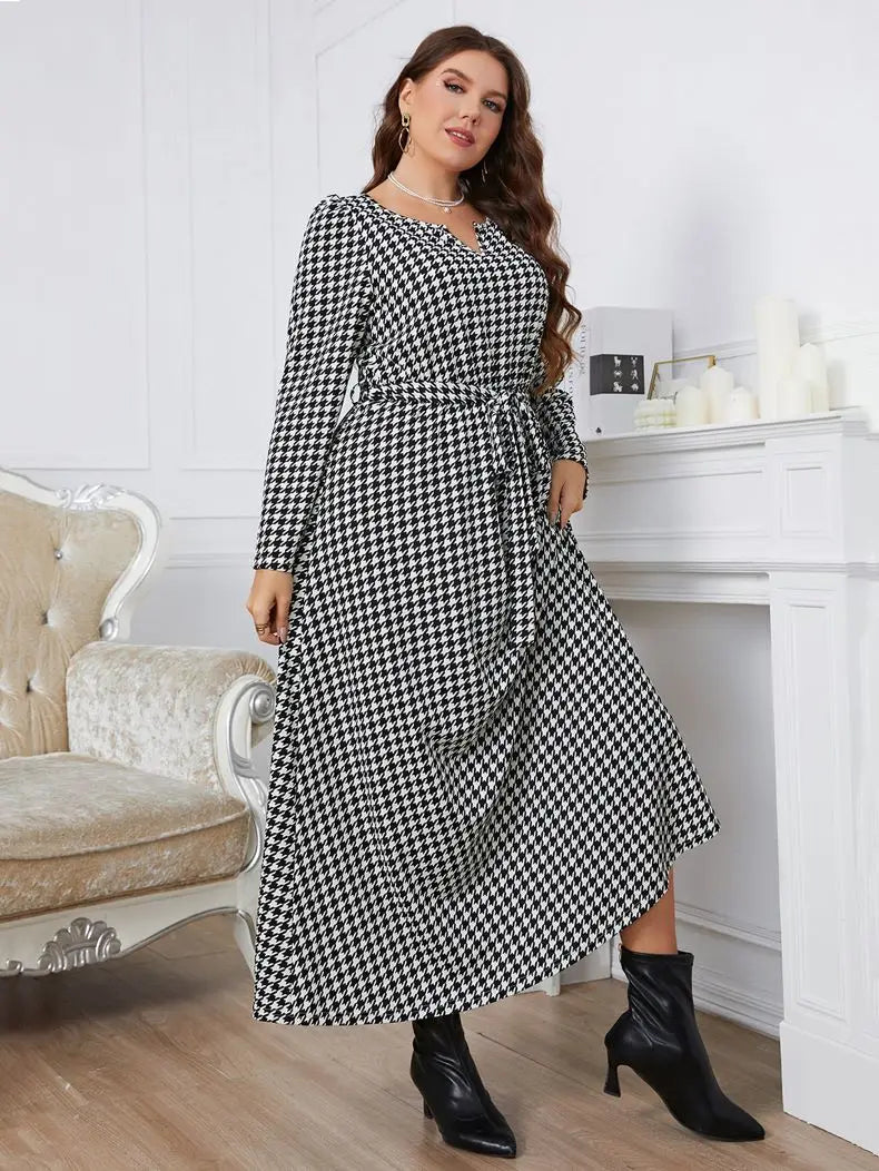 Round Neck Plaid Dress for Women Polyester Elegant and Pretty Summer Woven, Linen Clothing  Milanni Fashion   