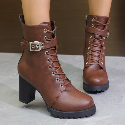 Claudia | Women's Lace-Up Ankle Boots with Schnallendetail