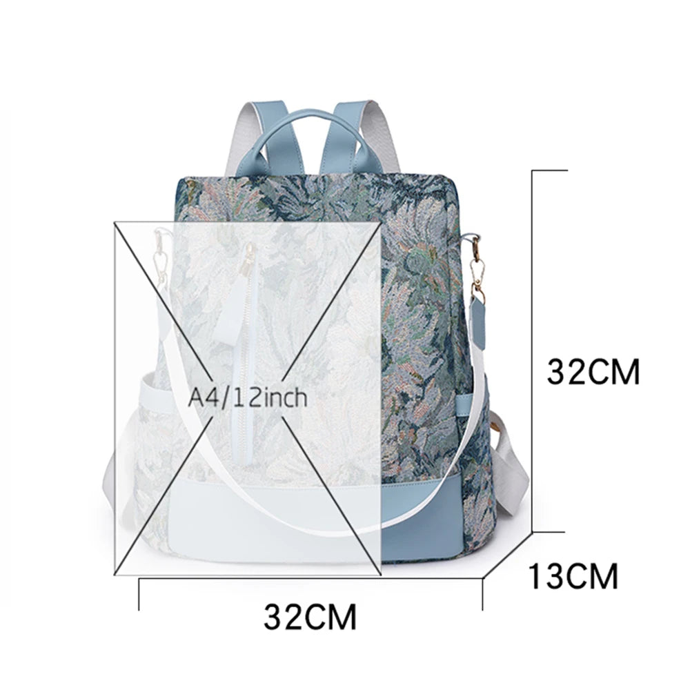 Flower Print Women's Backpack Large-Capacity Student Schoolbag Designer Travel Shoulder Bag Milanni Fashion