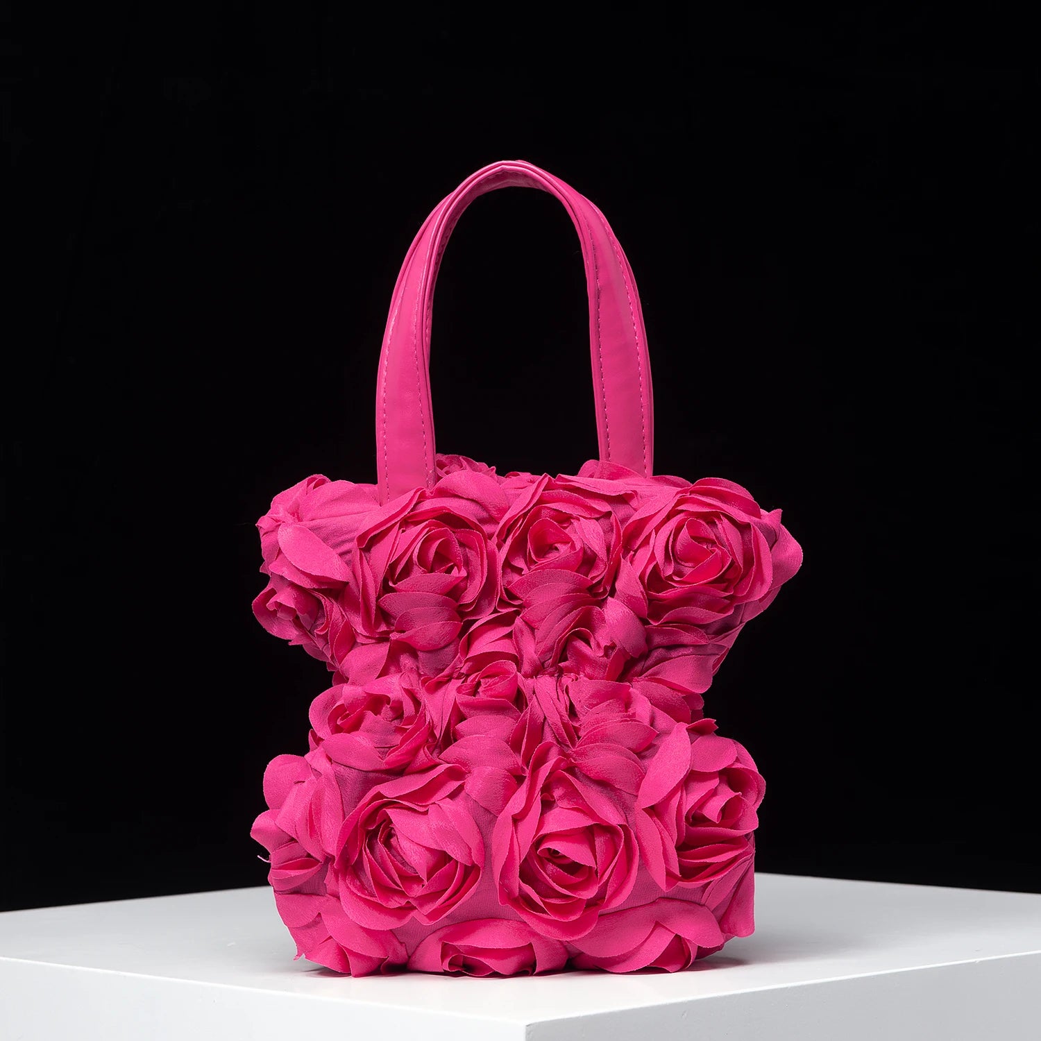 Rose Flower Mini Handbag Trendy Wedding Party Dinner Bag Stylish Elegant Evening Purse for Women Milanni Fashion Pink