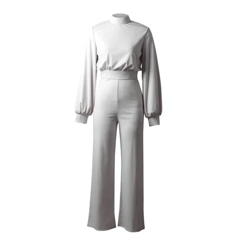 Elegance Turtleneck Bodysuit High Waist Long Sleeve Overall Female Jumpsuit Chic and Stylish for Any Occasion Milanni Fashion White S