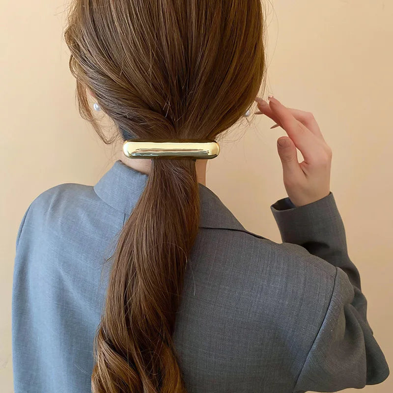 Fashion Smooth Metal Chunky Long Hair Clip Dome Ponytail Retainer Hair Cuff for Women Milanni Fashion