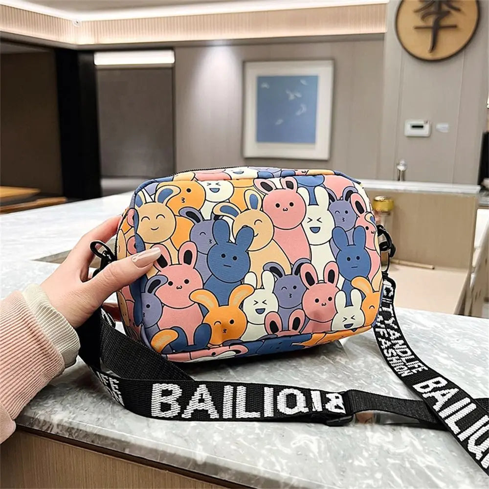 Cute Cartoon Rabbit Oxford Small Square Bag Fashionable Women’s Large Capacity Shoulder Bag Milanni Fashion