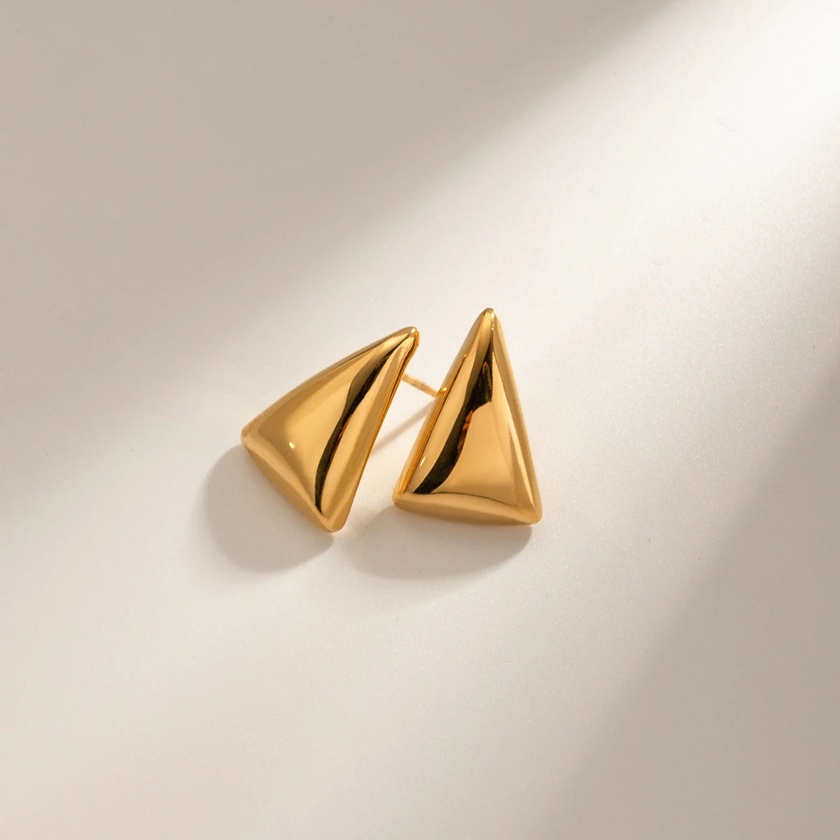 Golden Stainless Steel Triangle Stud Earrings Fashionable Textured Smooth Jewelry for Women Milanni Fashion