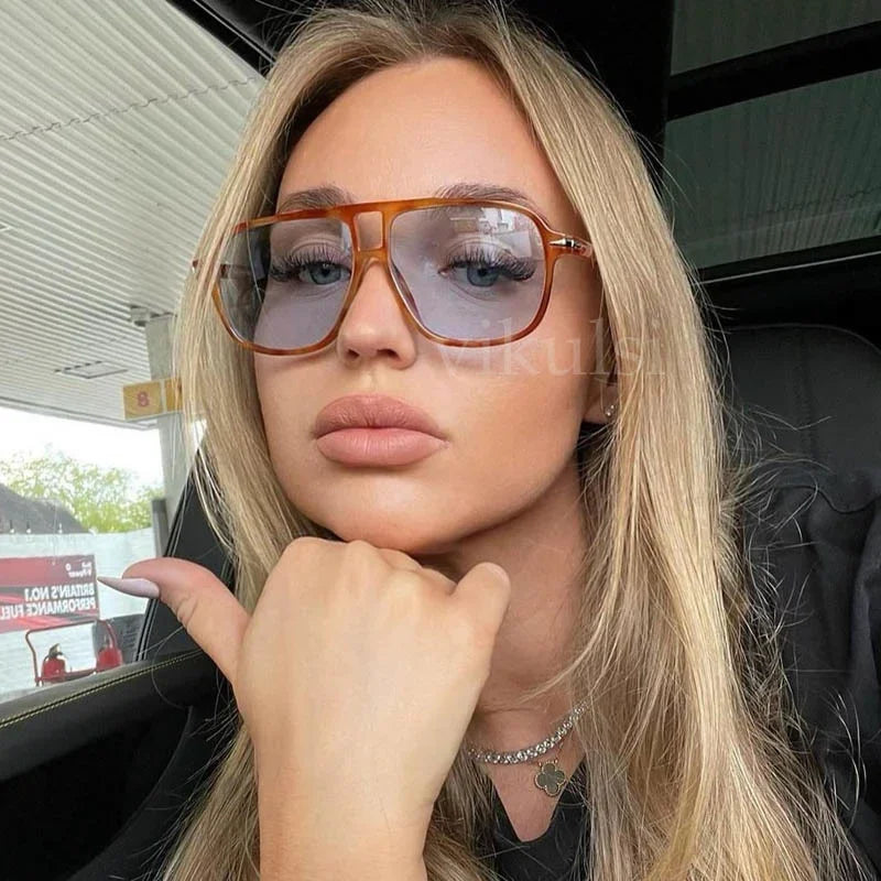 Women’s Luxury Square Sunglasses Oversized Blue Fashion Eyewear Stylish Female Sun Glasses Milanni Fashion