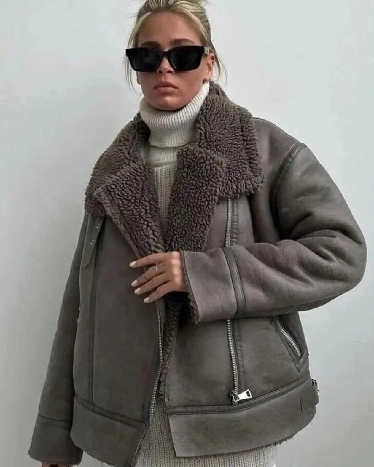 Winter Warm Faux Fur Jacket Women Long Sleeve Loose Lapel Jacket Casual Outwear  Milanni Fashion as photo L 