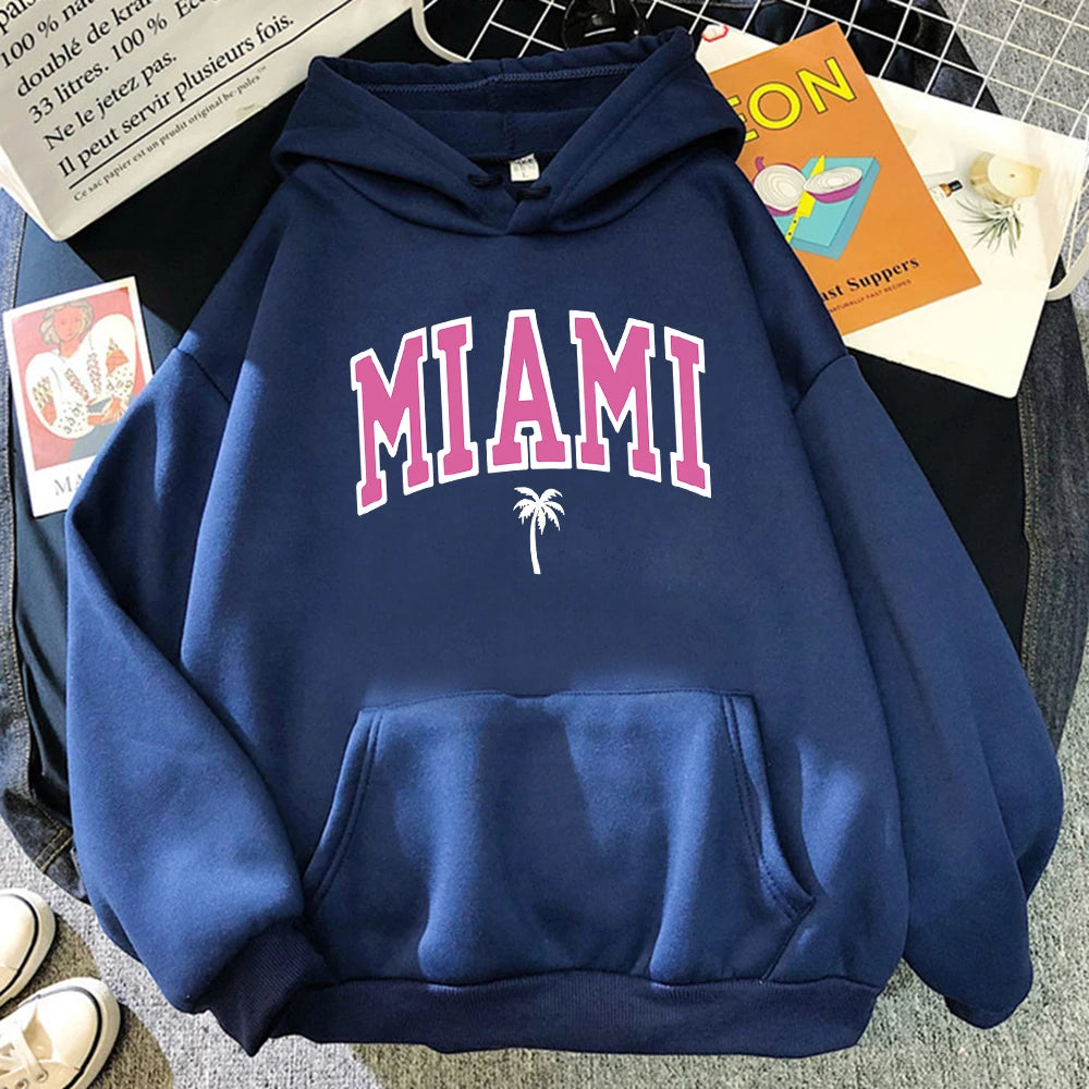 Miami Beach Florida USA Street Women's Hoodie Loose Breathable Fleece Streetwear Casual Clothing Milanni Fashion