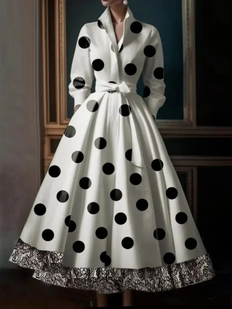 Women Classic Polka Dot Dress Homecoming Dress 2024 Formal Maxi Dress Maxi Dress Milanni Fashion   