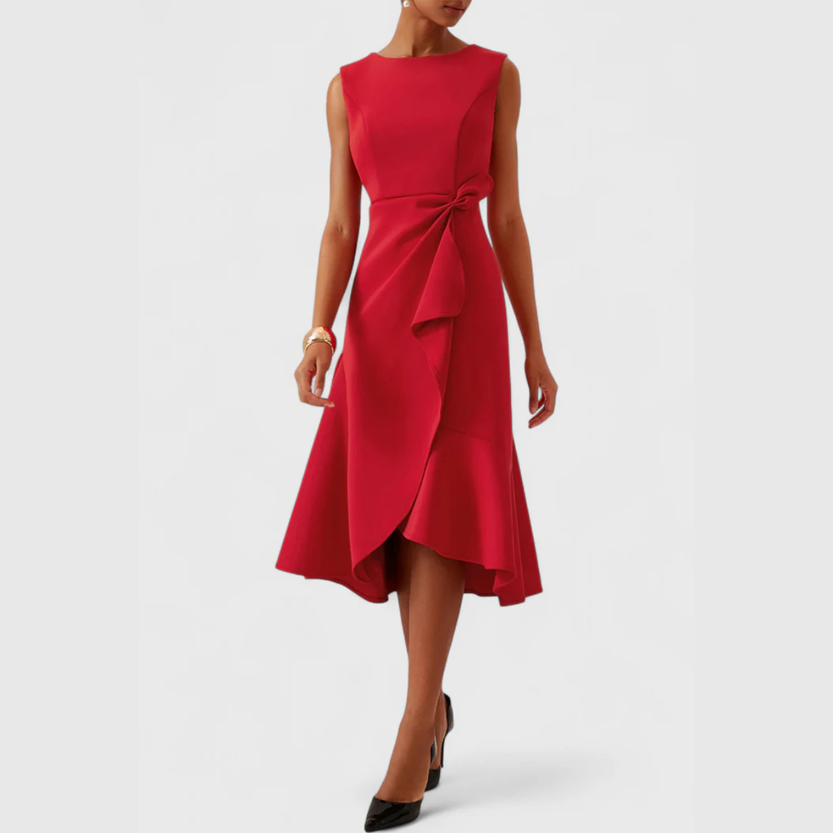 Beatrice | Women's Draped Asymmetrisches Midi Dress