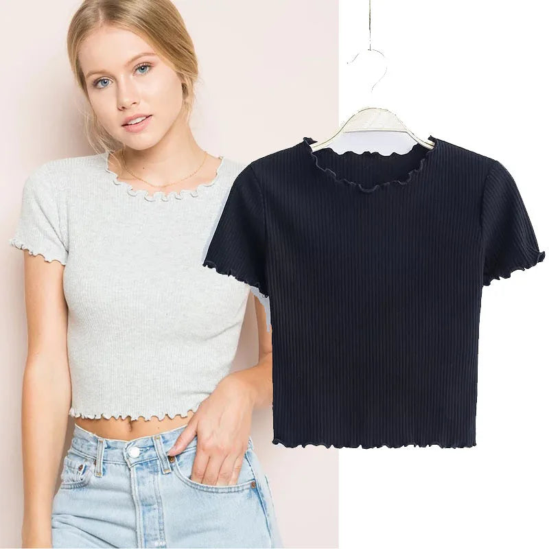 Vintage O-Neck Short Sleeve T-Shirt for Women Slim Fit Casual Top Stylish Everyday Wear Milanni Fashion