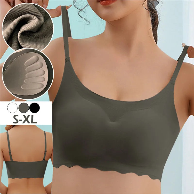 Seamless Bra Camisole Wire Free Bra Natural Silk Lining Everyday Wear Full Cups Tank Bra for Women Comfort Milanni Fashion